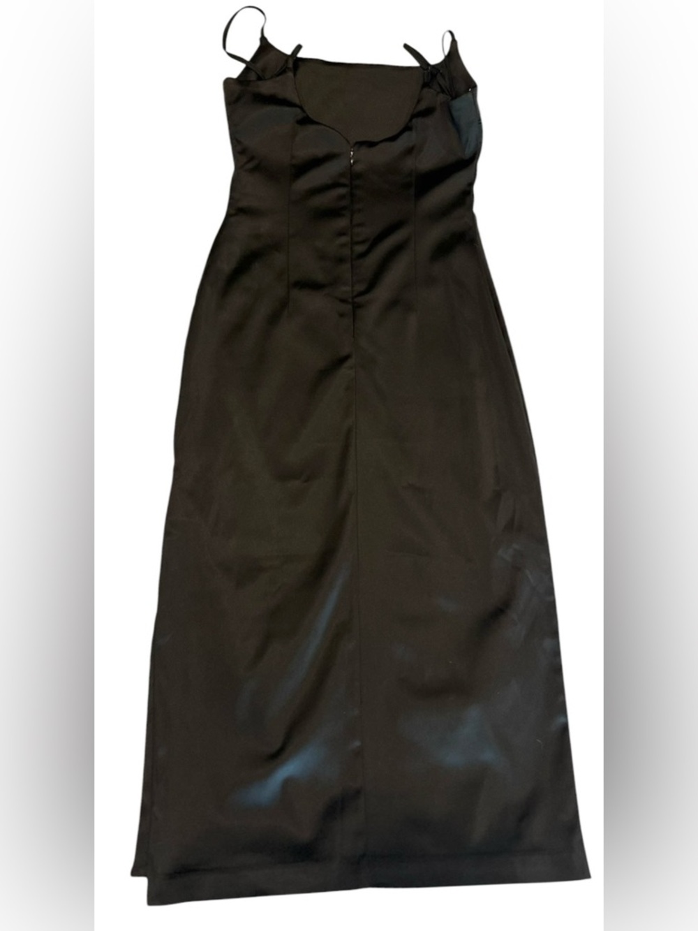 NWT Abercrombie & Fitch Slip Dress Black Satin Spaghetti Strap Cocktail Midi Med - Picture 7 of 11